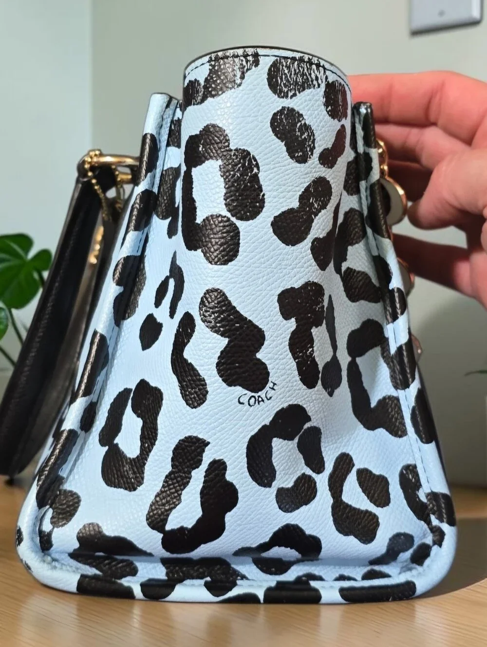 Coach Pale Blue Ocelot Mini Crosby Carryall Handbag